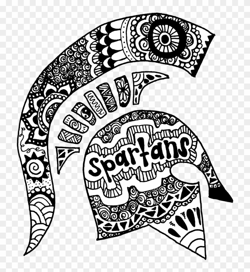 Michigan Spartans Zentangle Michigan State Spartans Coloring Pages Clipart Pikpng
