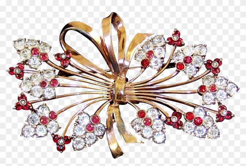 Pennino Sterling Huge Rose Gold Ribbon Bow W/flowers - Flowers Pics Ribbon Png Clipart #3736607