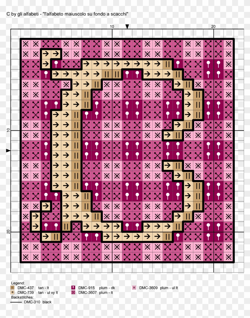 Uppercase Alphabet On Checkered Background Cross Stitch - Visual Arts Clipart