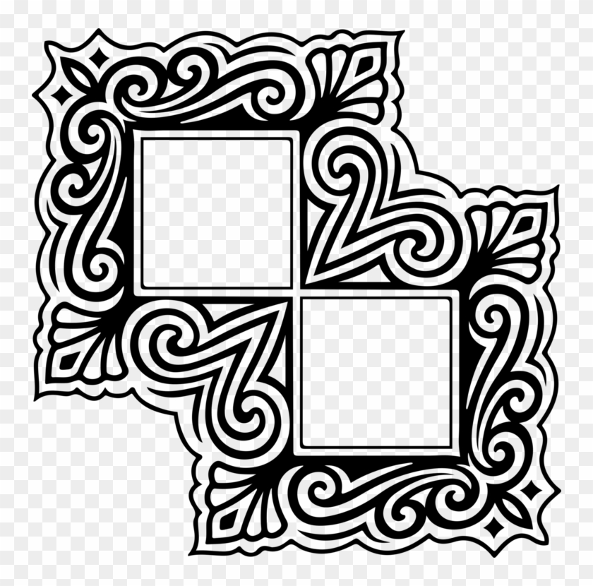 Black And White Picture Frames Computer Icons Rose - Line Art Flourish Design Clipart