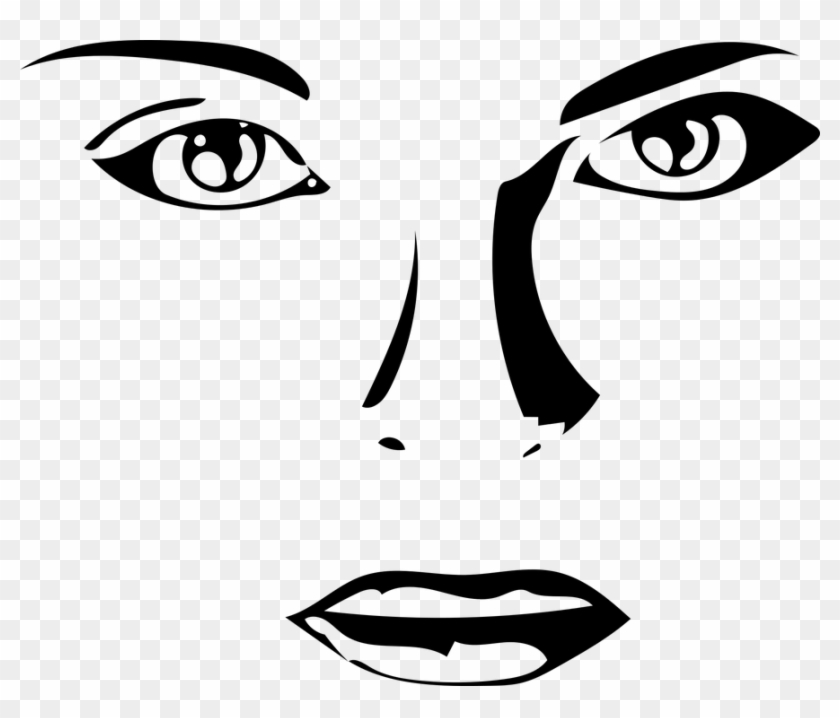 Female Face Drawing Art Pretty Sexy Eyes - Face Lineart Clipart #3738531