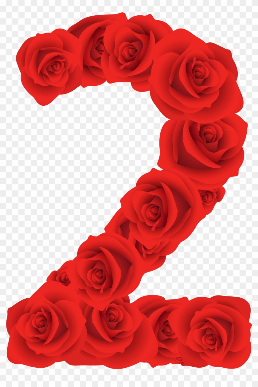 Red Roses Number Two Png Clipart Image - Numero 2 Con Rosas Transparent Png
