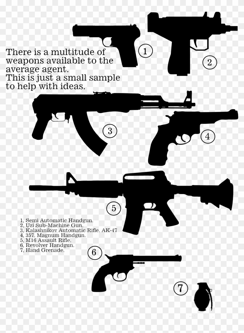 Abc Weapons List - Gun Silhouette Clipart #3739275