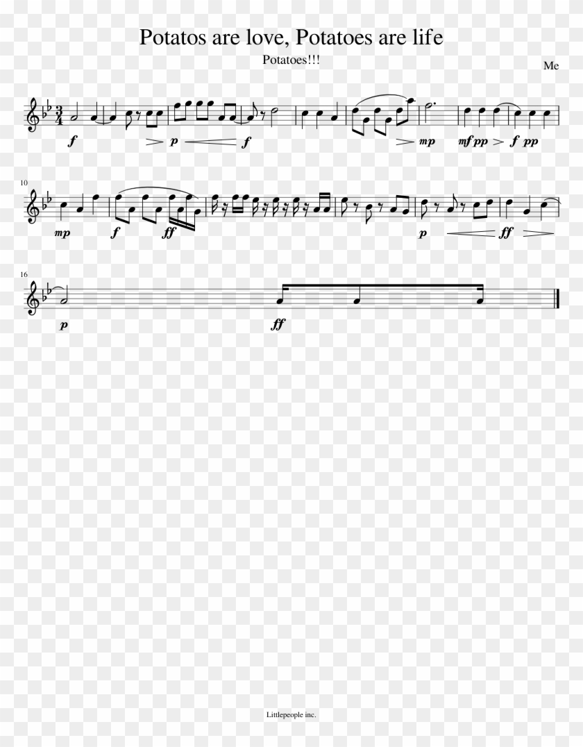 Potatos Are Love, Potatoes Are Life Sheet Music For - Sheet Music Clipart