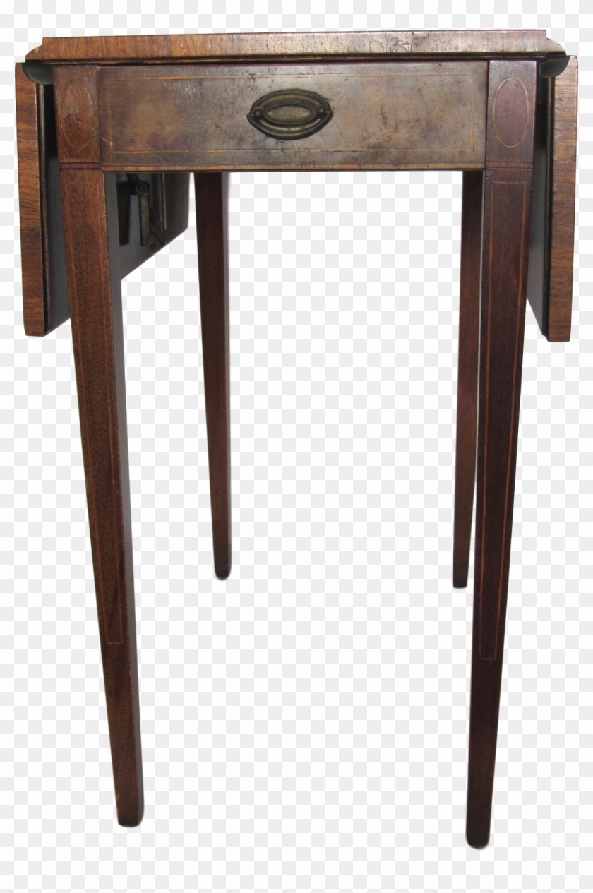 Vintage Heirloom Weiman Drop Leaf Side Table With Leather - Drop Leaf Mahogany Casters Leather Top Side Table Clipart #3742830