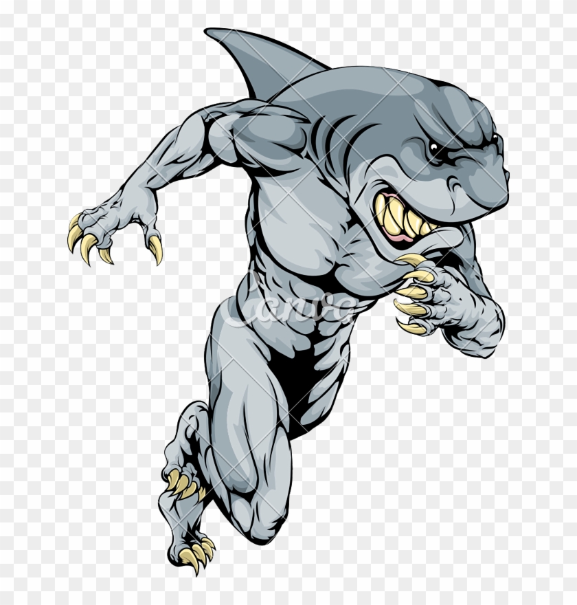 Mascot Drawing Shark - Shark Man Coloring Pages Clipart