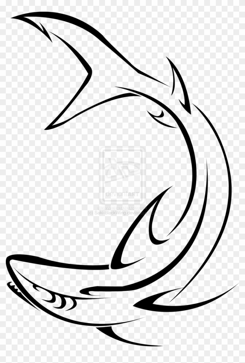 Shark Tattoo Designs - Great White Shark Tribal Clipart #3744194