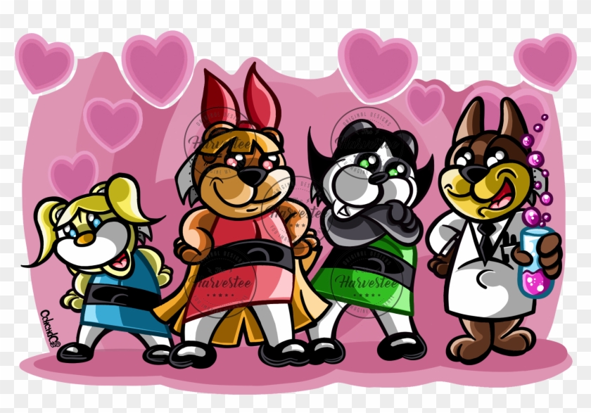 Osos Parodia La Supernenas Pétalo, Burbuja Y Cactus, - Cartoon Clipart