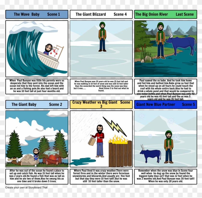 The Giant Paul Bunyan And His Adventure - Paul Bunyan Storyboard Clipart