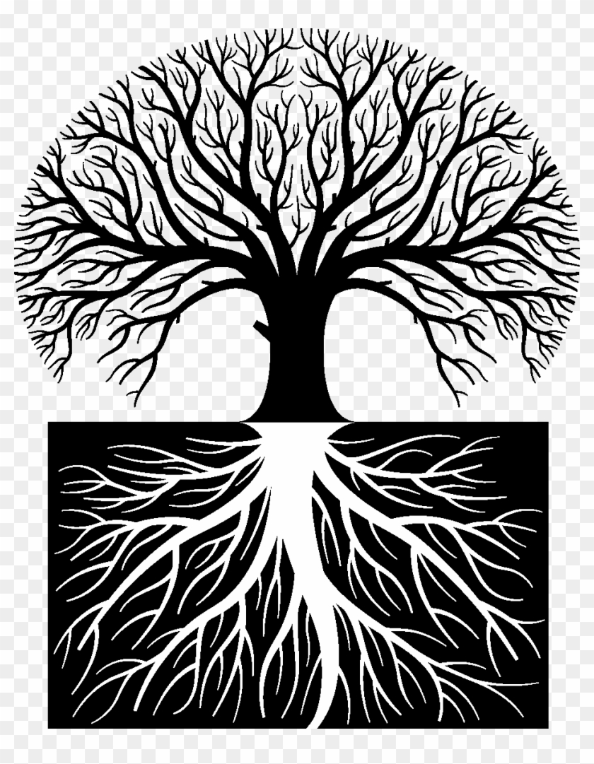 Simple Tree Roots Silhouette - Large Tree Vector Clipart #3744818