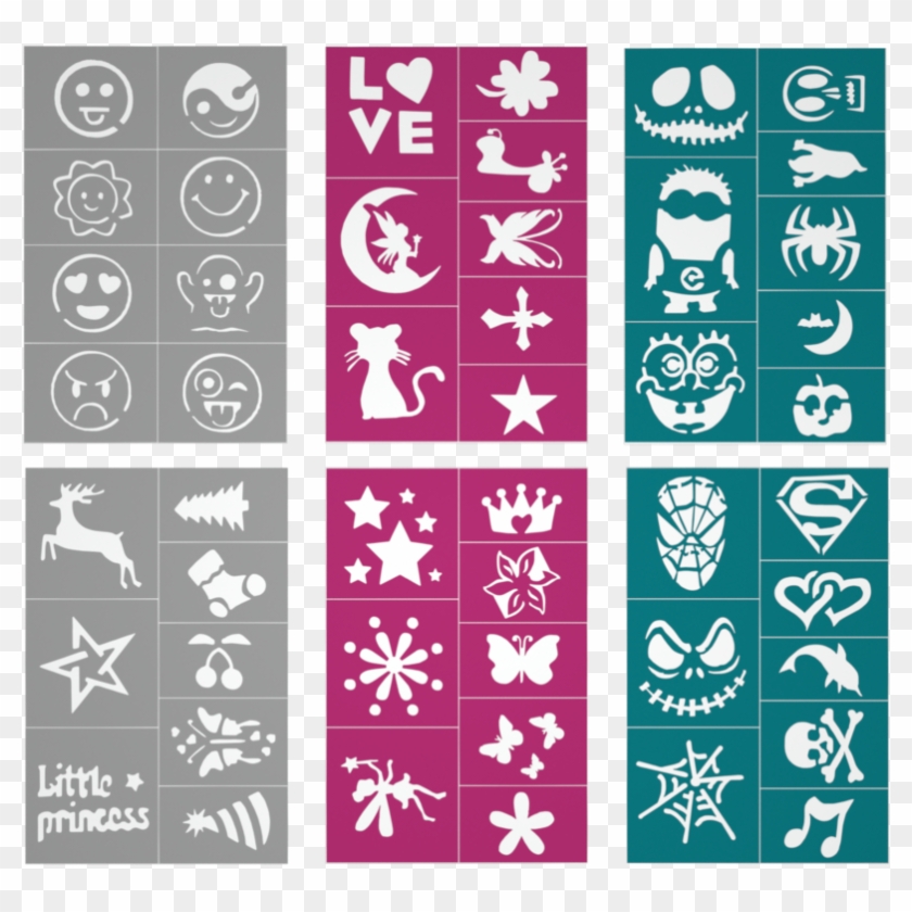 Nicpro Full Face Paint Kit With 48 Stencils, Aq Professional Clipart