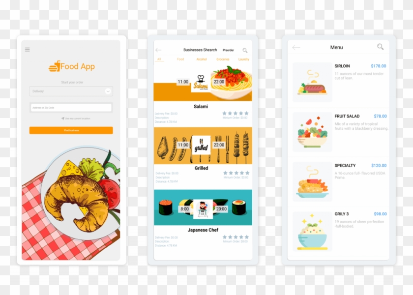 Create Native Apps - Food Delivery App Android Clipart