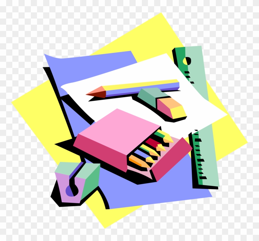 Vector Illustration Of School Classroom Education And - School Supplies Clipart