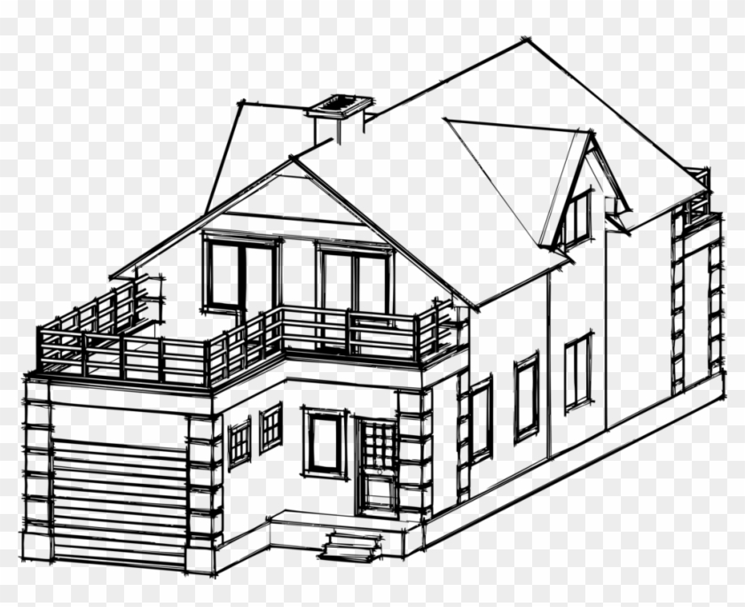 Line Art Architecture - House Line Art Png Clipart #3751684