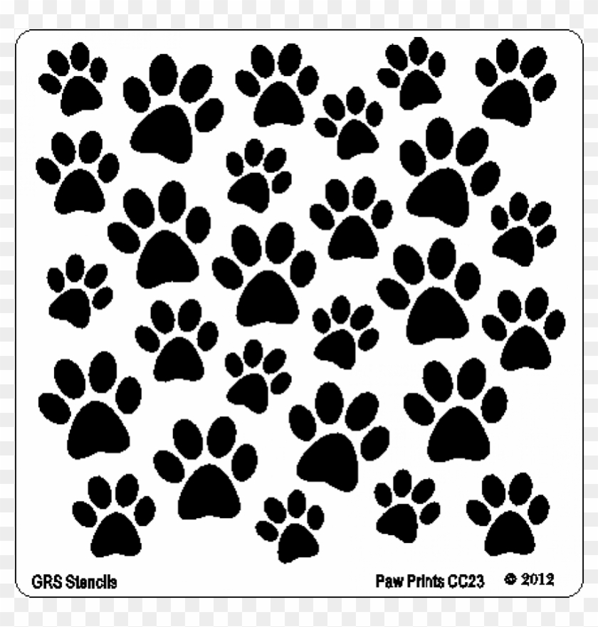Grs23 Dog Paw Prints Stencil 6 X 6" - Dog Training Clipart