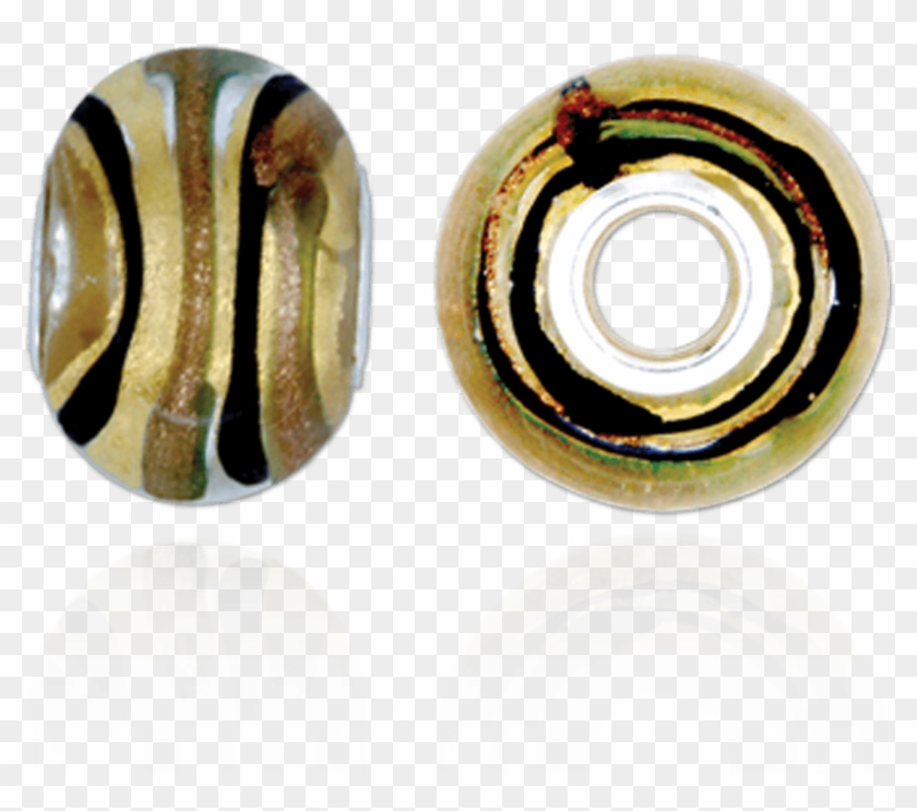 Gold And Brown Swirl Murano Glass Beads - Circle Clipart #3752576