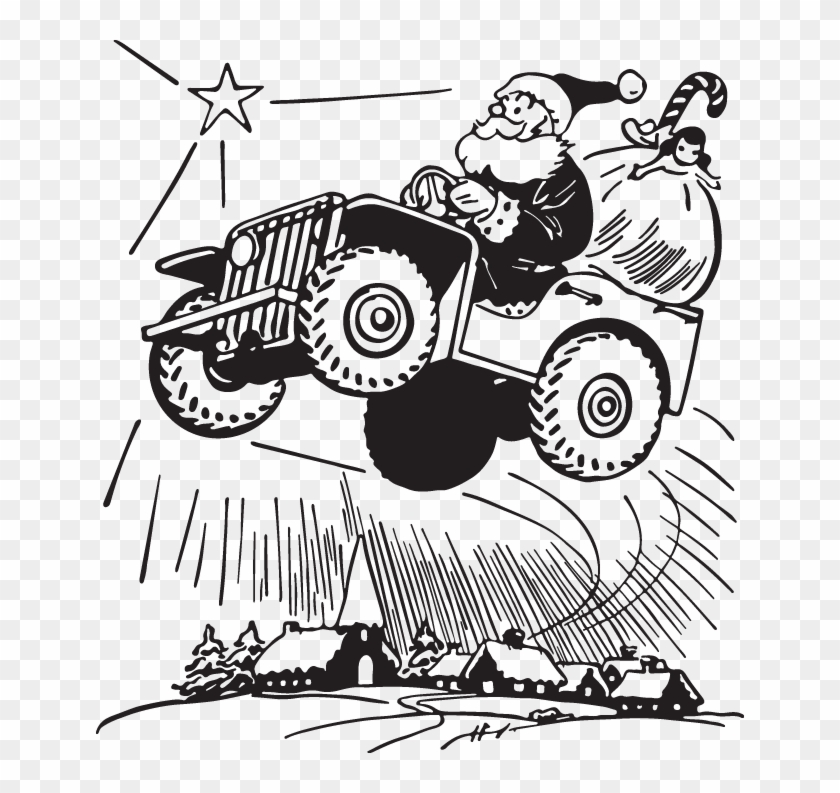 Santa In Jeep Clipart - Png Download