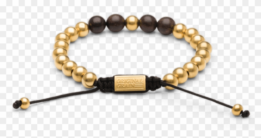 Ebony Gold Macrame Bracelet 8mm By Original Grain - Original Grain Bracelet Gold Clipart #3752999