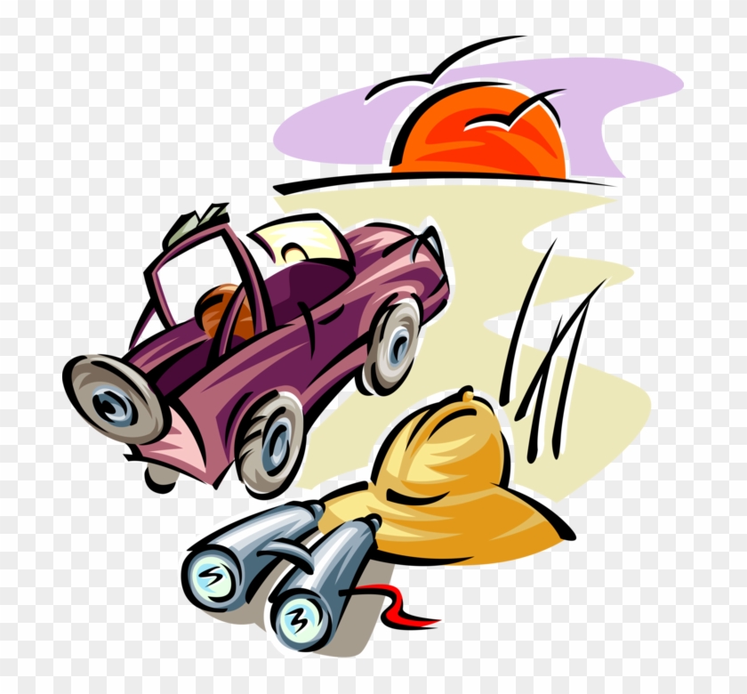 Vector Illustration Of Travel Safari Jeep With Pith - Travel Safari Clipart - Png Download #3753068