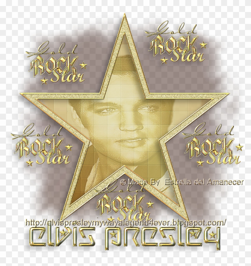 Elvis Presley-gold Rock Star - Poster Clipart #3753387