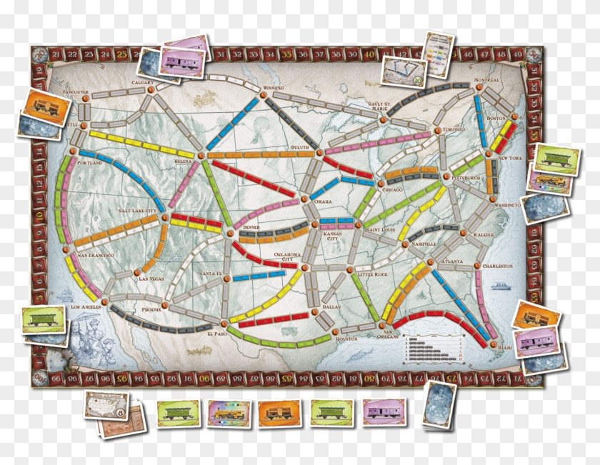 Original1500 X - Ticket To Ride Map Us Clipart #3754669