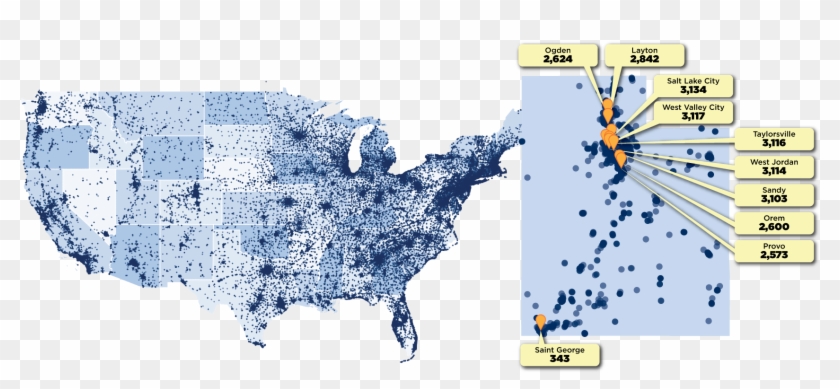 Utah And Us Map Small - Dot Map Clipart