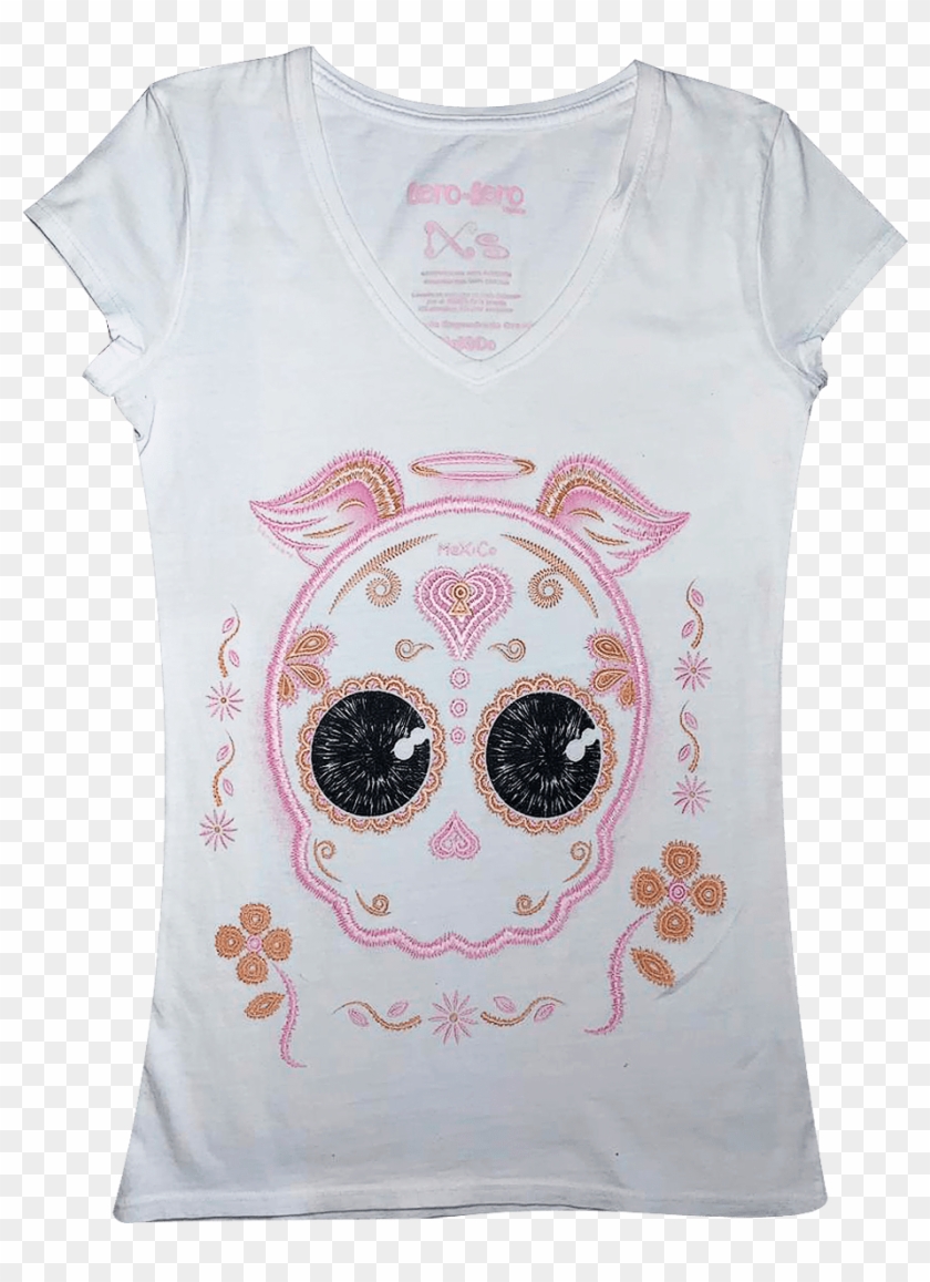 Imagen Frontal De Playera Blanca Con Un Estampado De - Cartoon Clipart #3756670