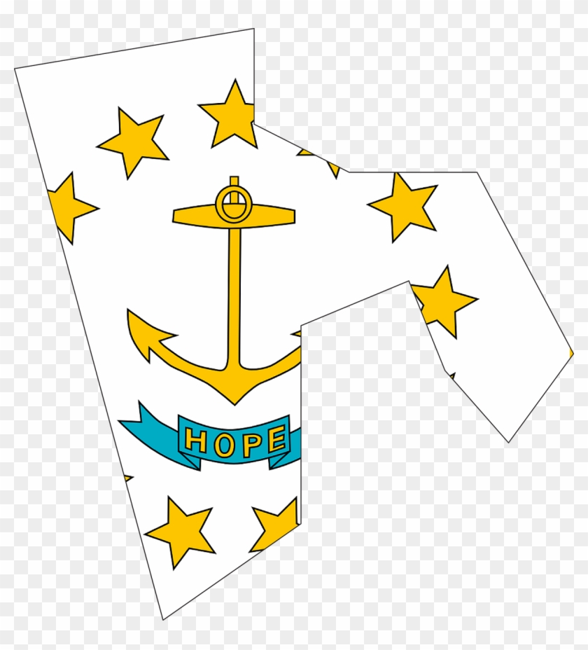 Rhode Vector Graphics - Rhode Island Flag Map Clipart