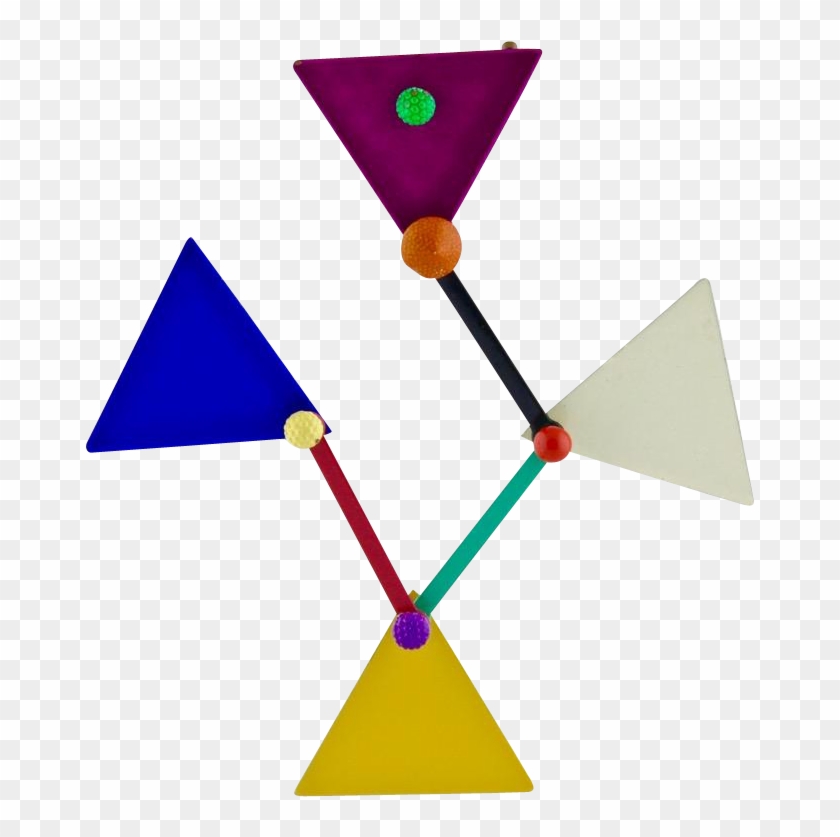Vintage Eve Kaplin 1980s Memphis Design Move Able Enameled - Triangle Clipart #3757620