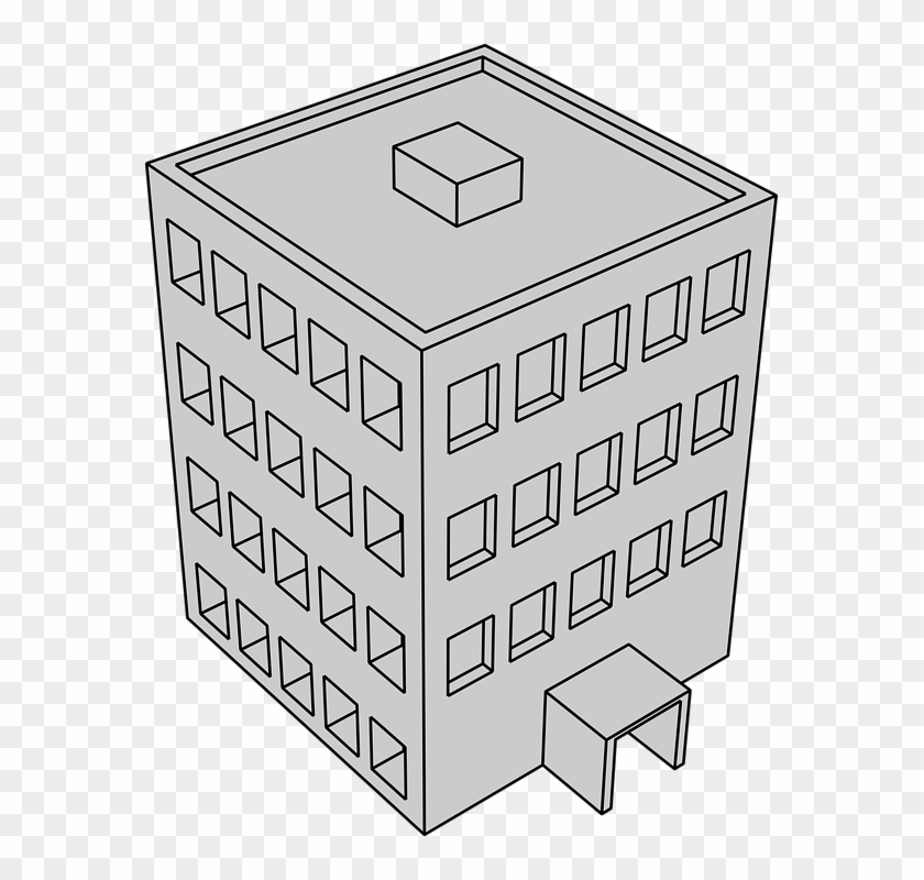Building Gray Drawing 3d Perspective - Perspective Building Png Clipart