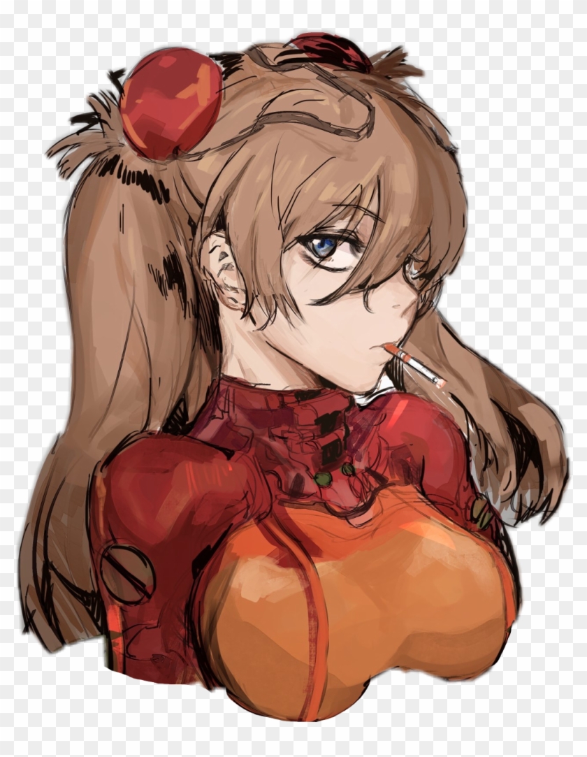 #cigarette #animegirl #evangelion #asukalangleysoryu - Cartoon Clipart #3758493