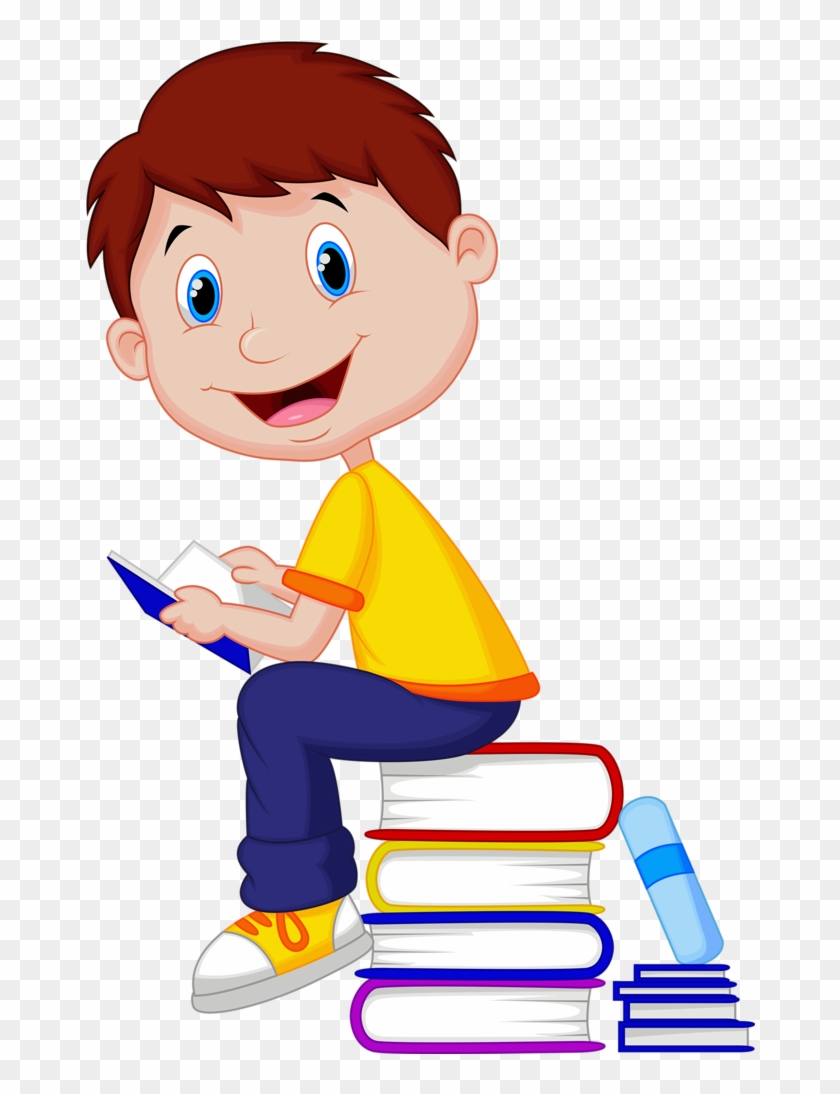 Grandma Clipart Cute Anime - Boy Read Book Cartoon - Png Download