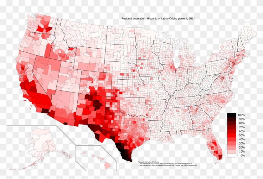 Large Version - Us Map Hispanic Population Clipart