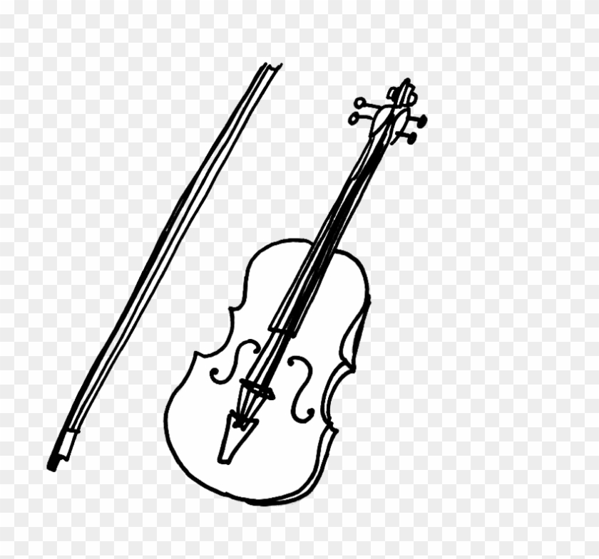 Notes Drawing Violin - Transparent Violin Black And White Clipart