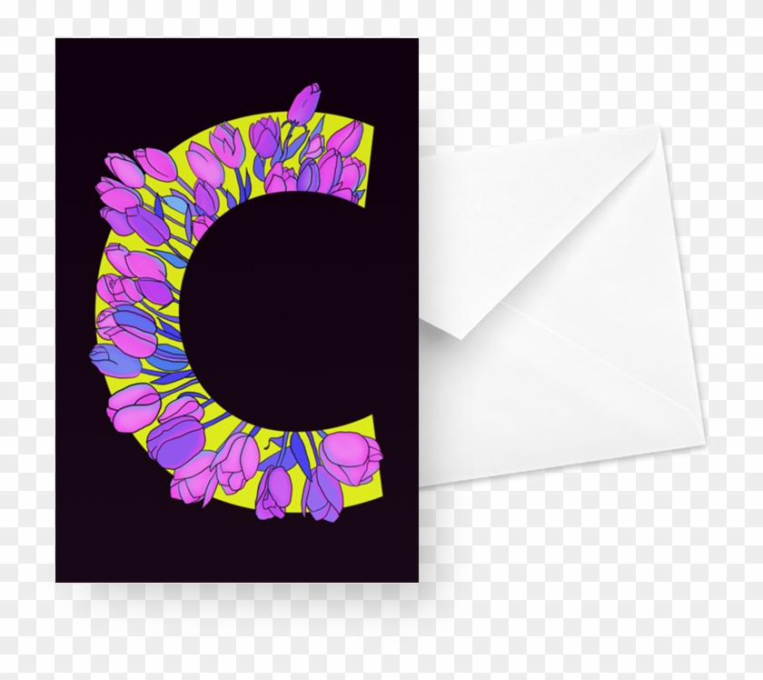 Cartão Monograma Floral C De Eveline Pezzinina - Blue Clipart