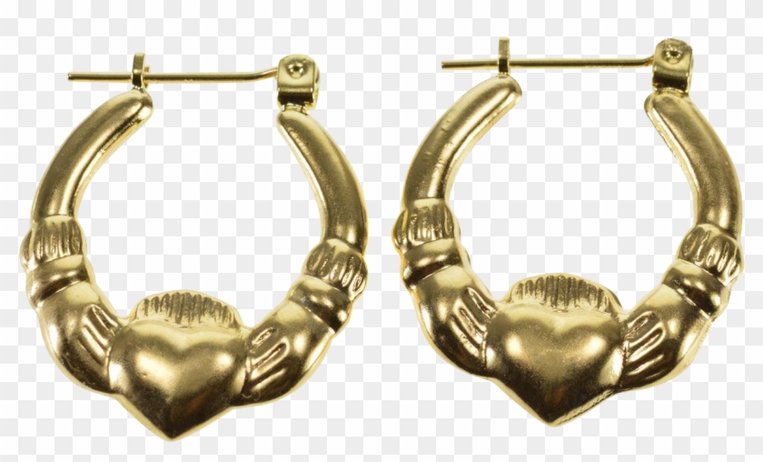 10k Claddagh Traditional Irish Celtic Hoop Earrings - Earrings Clipart #3760753