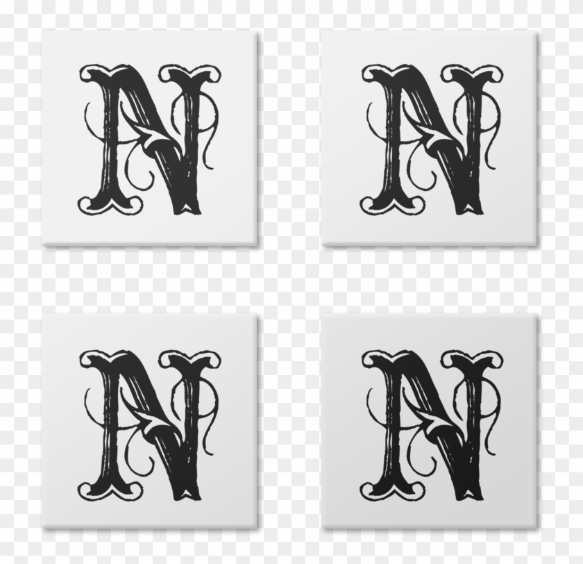 Magneto Monograma N - Shabby Chic Font Clipart