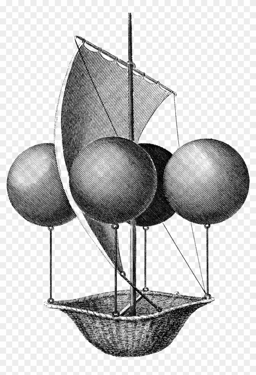 Vintage Illustration Of Hot Air Balloon - Vintage Image Hot Air Balloon Clipart