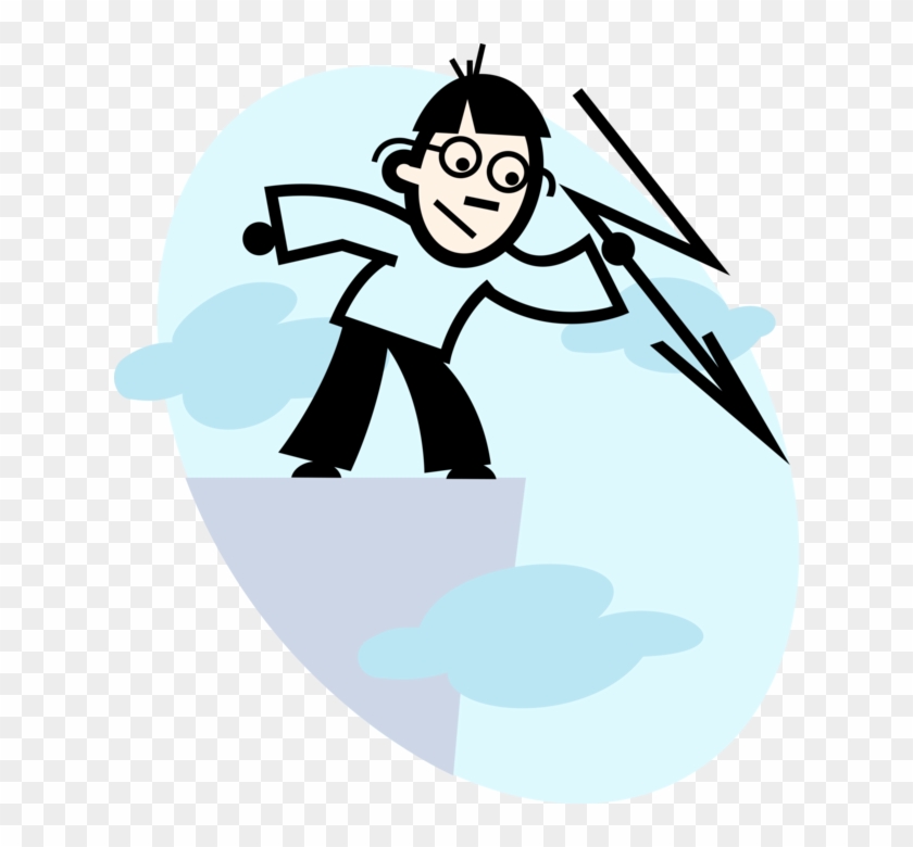Vector Illustration Of Man Throws Lightning Bolt From Clipart #3761695