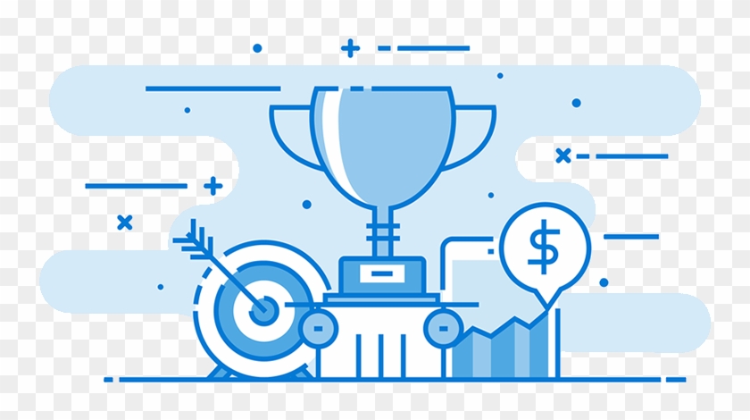 A Trophy, An Increasing Line Graph And Arrow Through - Graphic Design Clipart #3761752