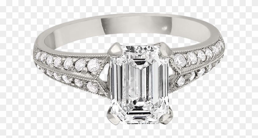 Emerald Cut Diamond Engagement Ring - Engagement Ring Clipart