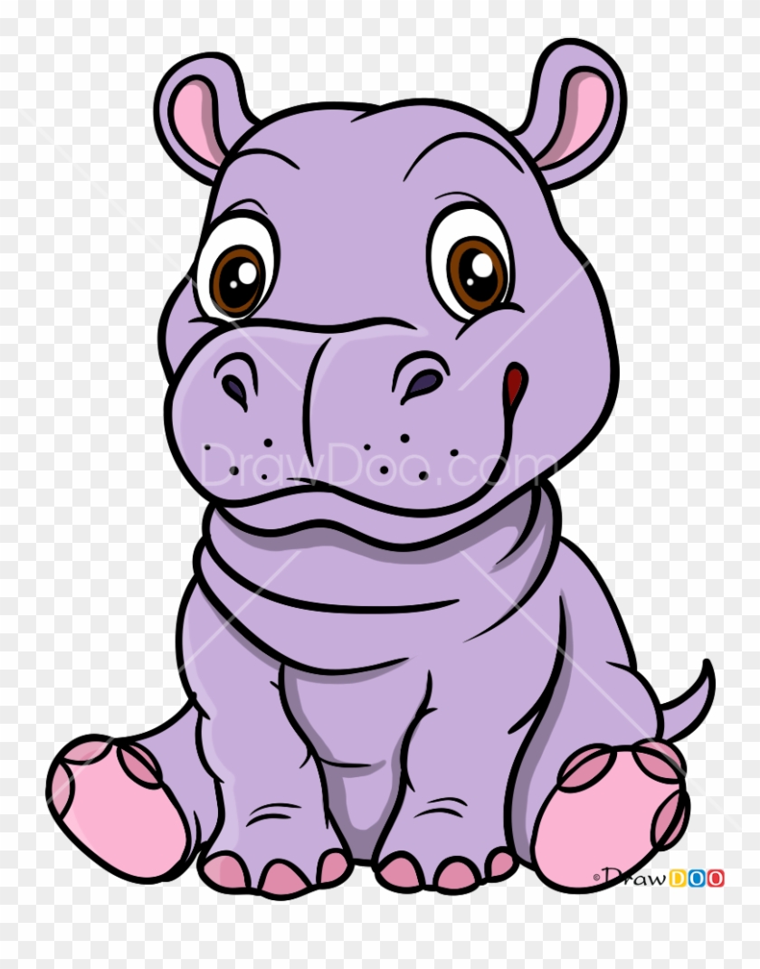 Baby Hippo Cartoon Png Clipart #3763616