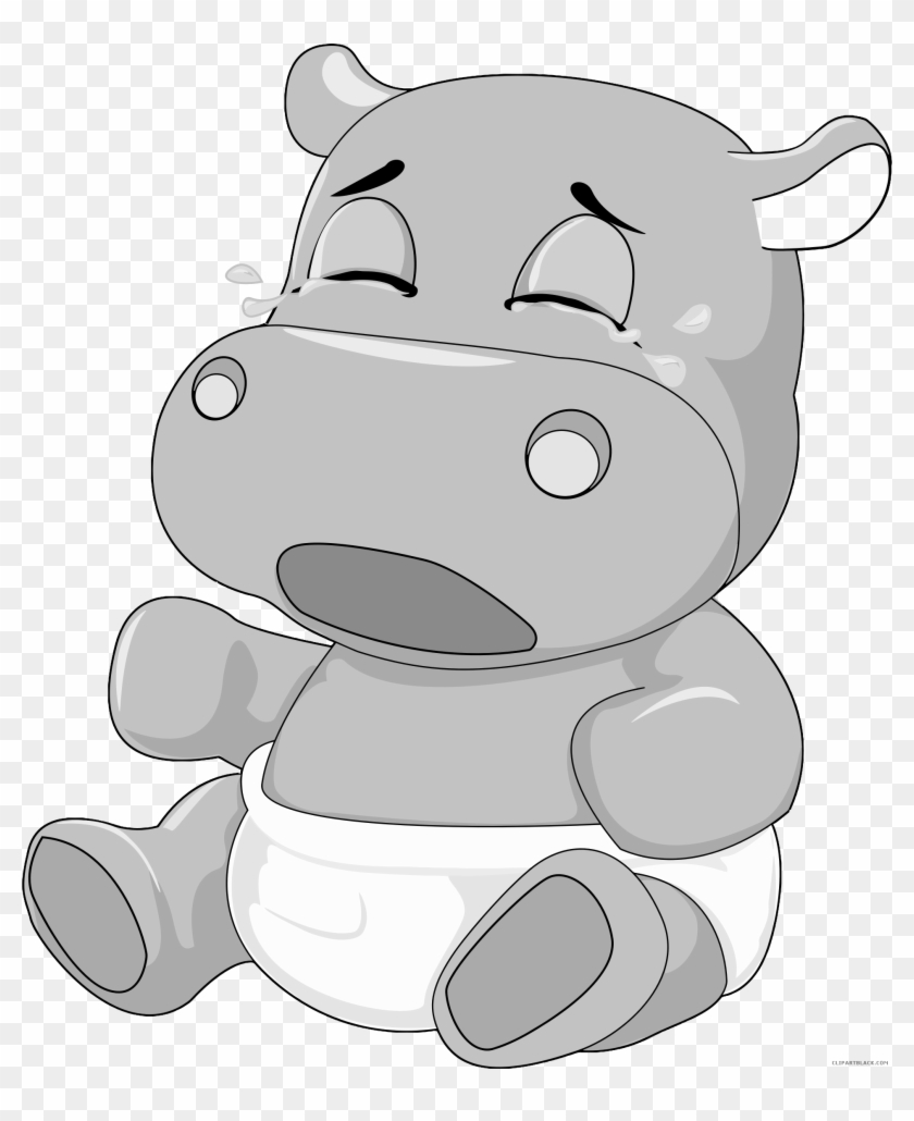 Baby Clipartblack Com Animal Free Black White Hipopotamo Animado Bebe Png Download Pikpng