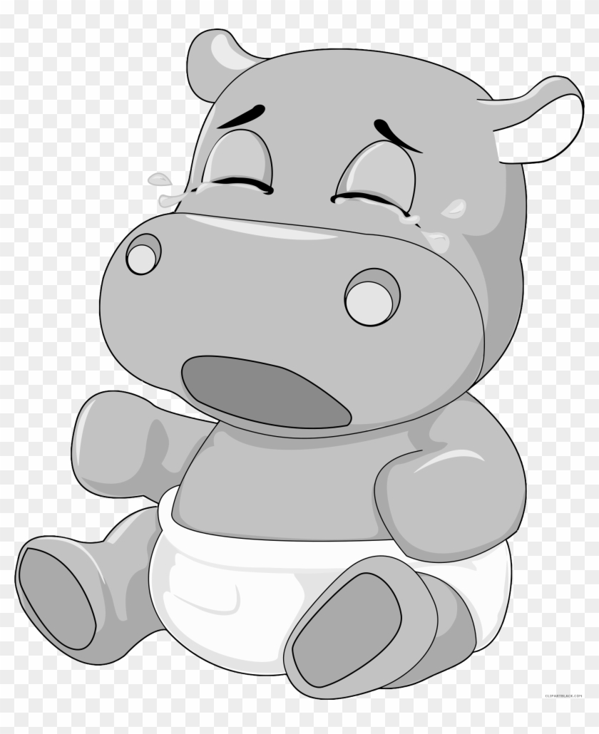 Baby Clipartblack Com Animal Free Black White - Hipopotamo Animado Bebe - Png Download