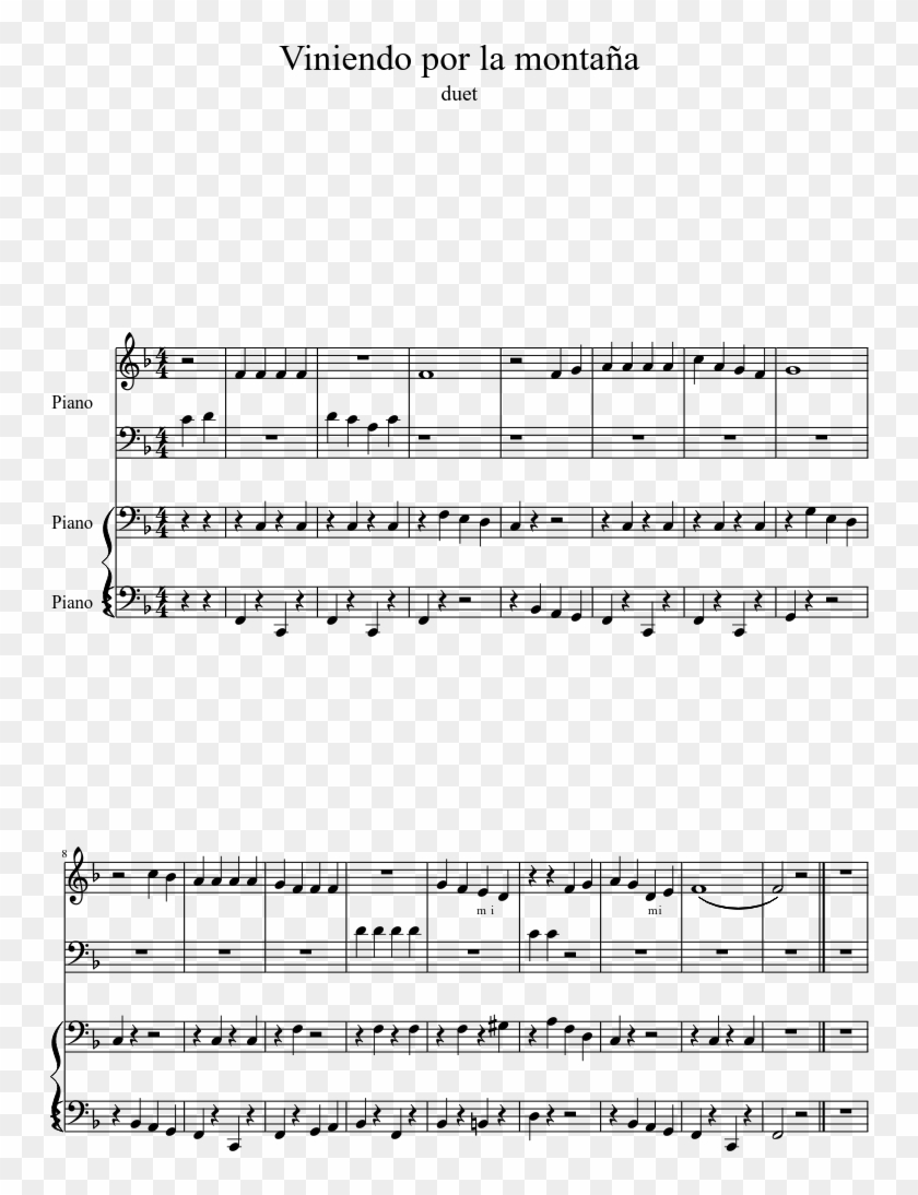Viniendo Por La Montaña Sheet Music 1 Of 1 Pages - Nothing Else Matters Violin Notes Clipart