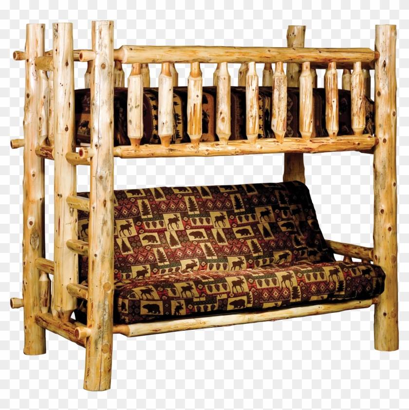 Click - Log Bunk Bed With Futon Clipart #3764950