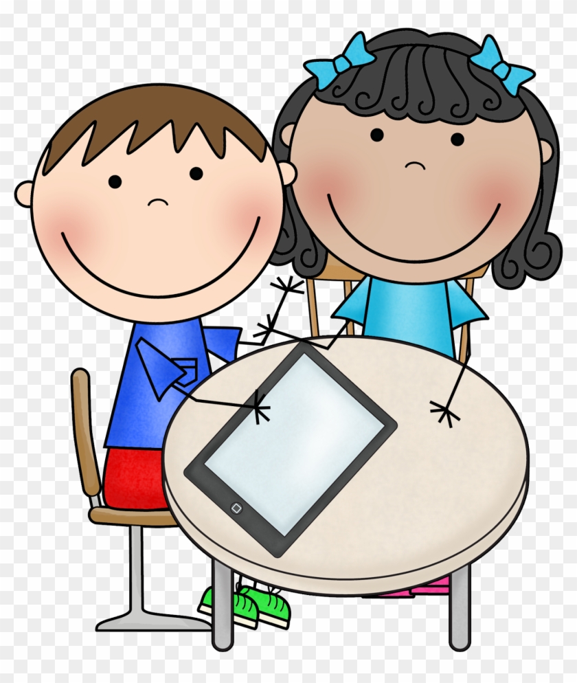 School Projects Of App 1261kb - Students Using Ipad Clipart - Png Download