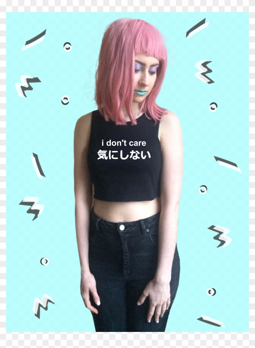 Idontcare Cropback Pinkhair Original - Girl Clipart #3766791