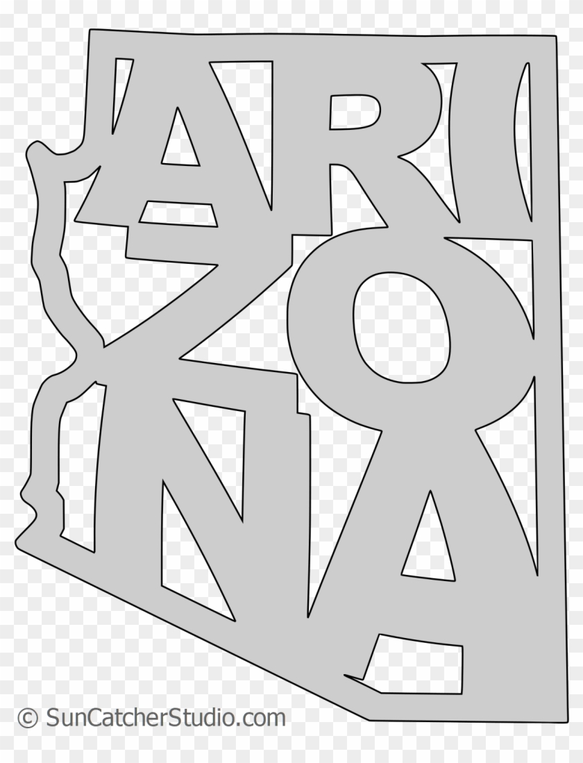 Arizona Map Shape Text, Outline Scalable Vector Graphic - Circle Clipart #3766819