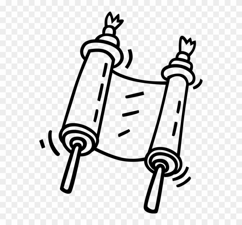 Vector Illustration Of Hebrew Sefer Torah Parchment - Torah Black And White Png Clipart #3767087